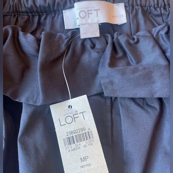 Loft Black Ruffle Off The Shoulder Button Up Blouse Size Medium Petite NWT - Picture 8 of 10